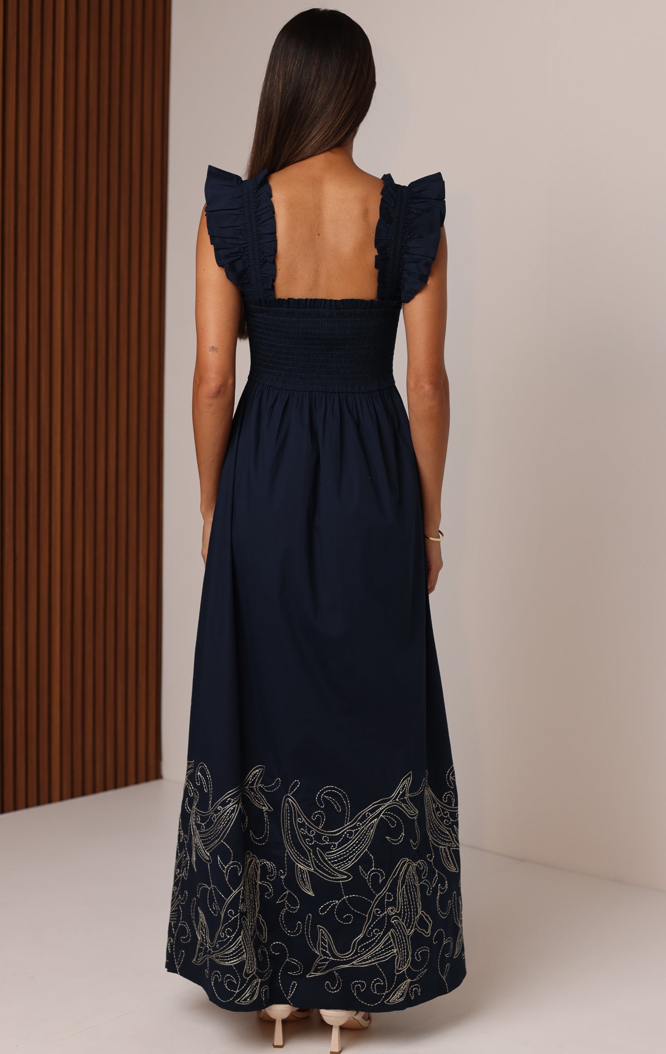 POLLY MAXI DRESS WITH LUREX EMBROIDERY