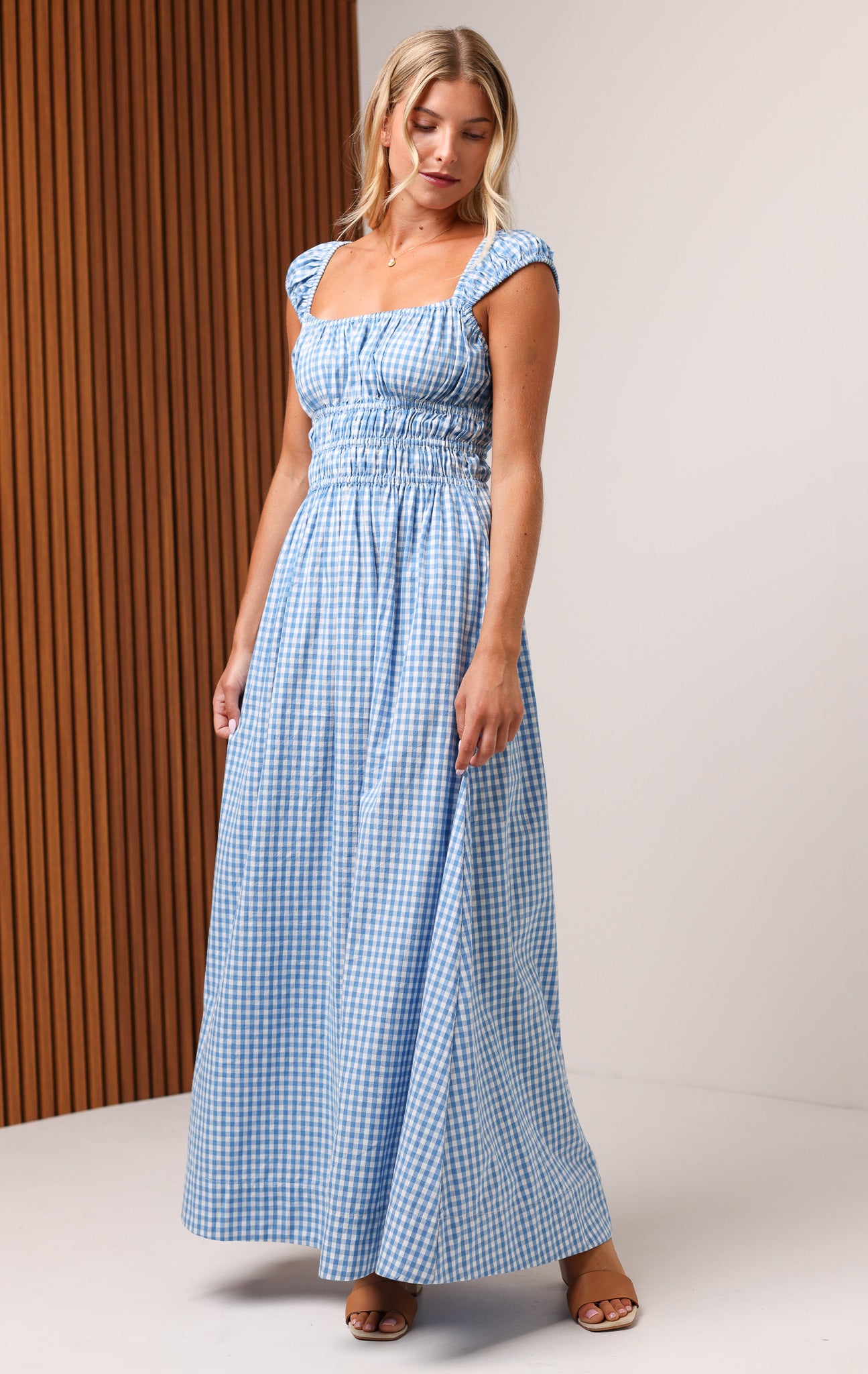 Women's Emilia Maxi Dress | Color: Pacific Gingham | Size: Large by Shore