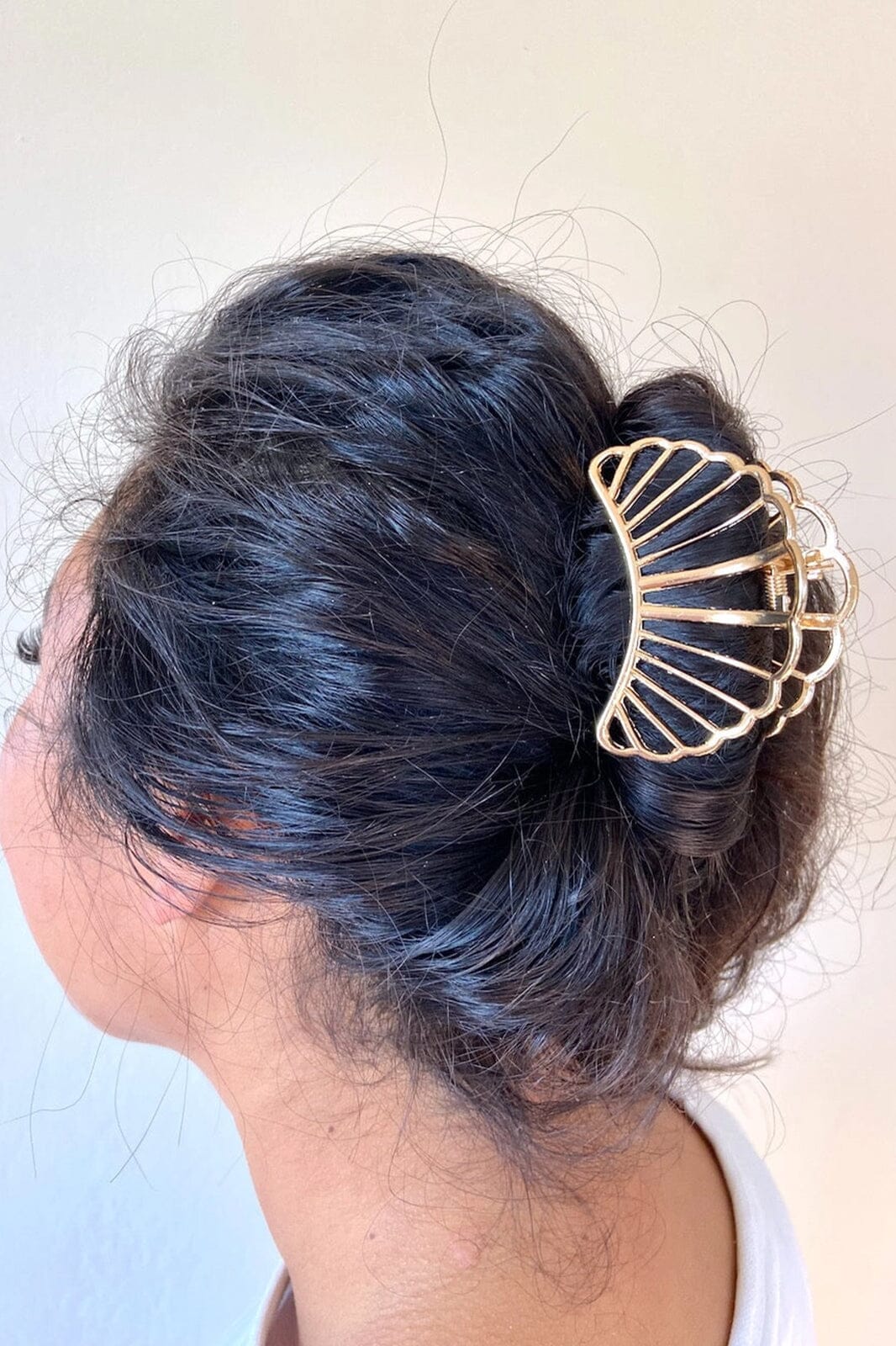 Croissant Gold Hair Claw Clip - -
