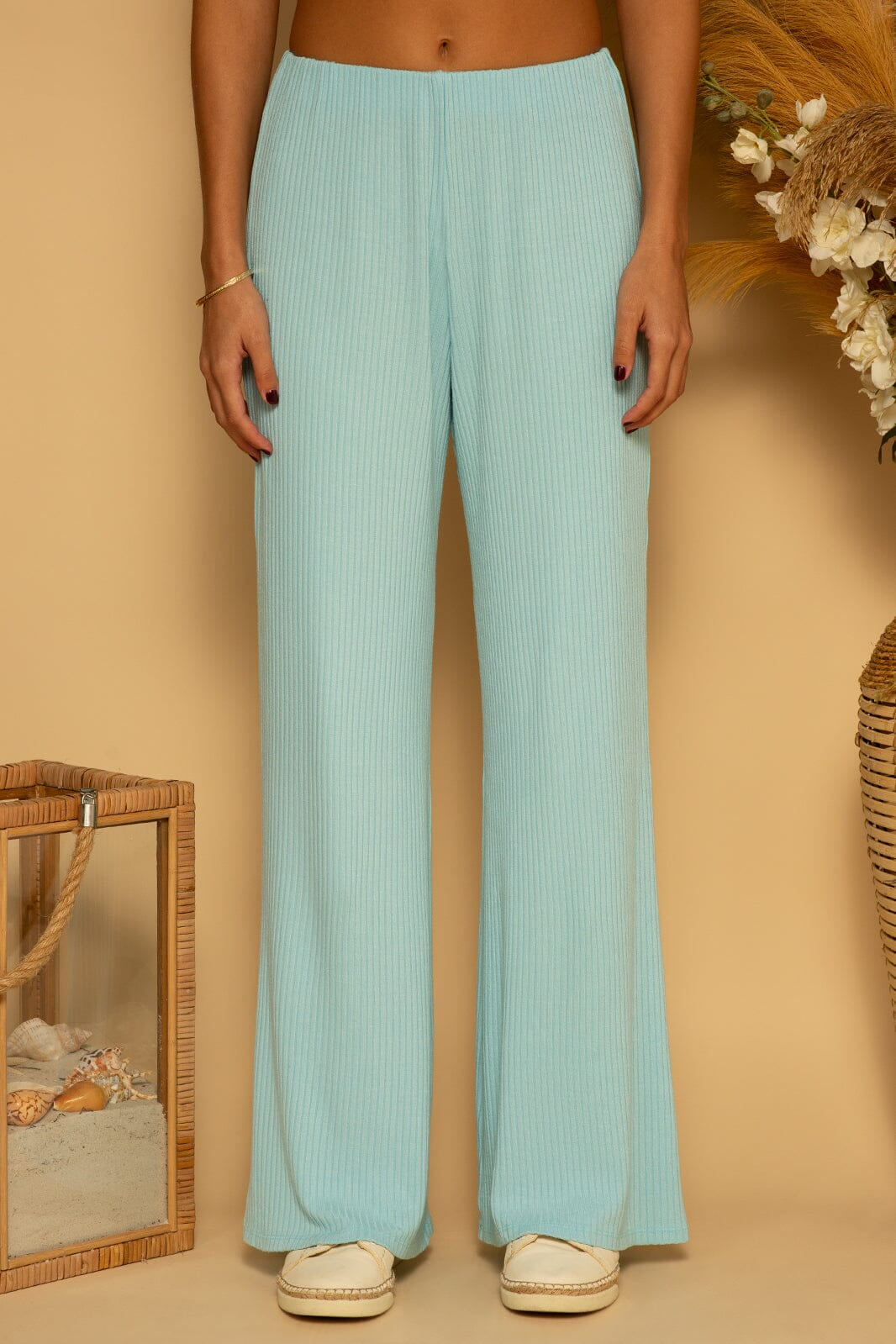 RIBBED PULL ON PANT - SKY - XS