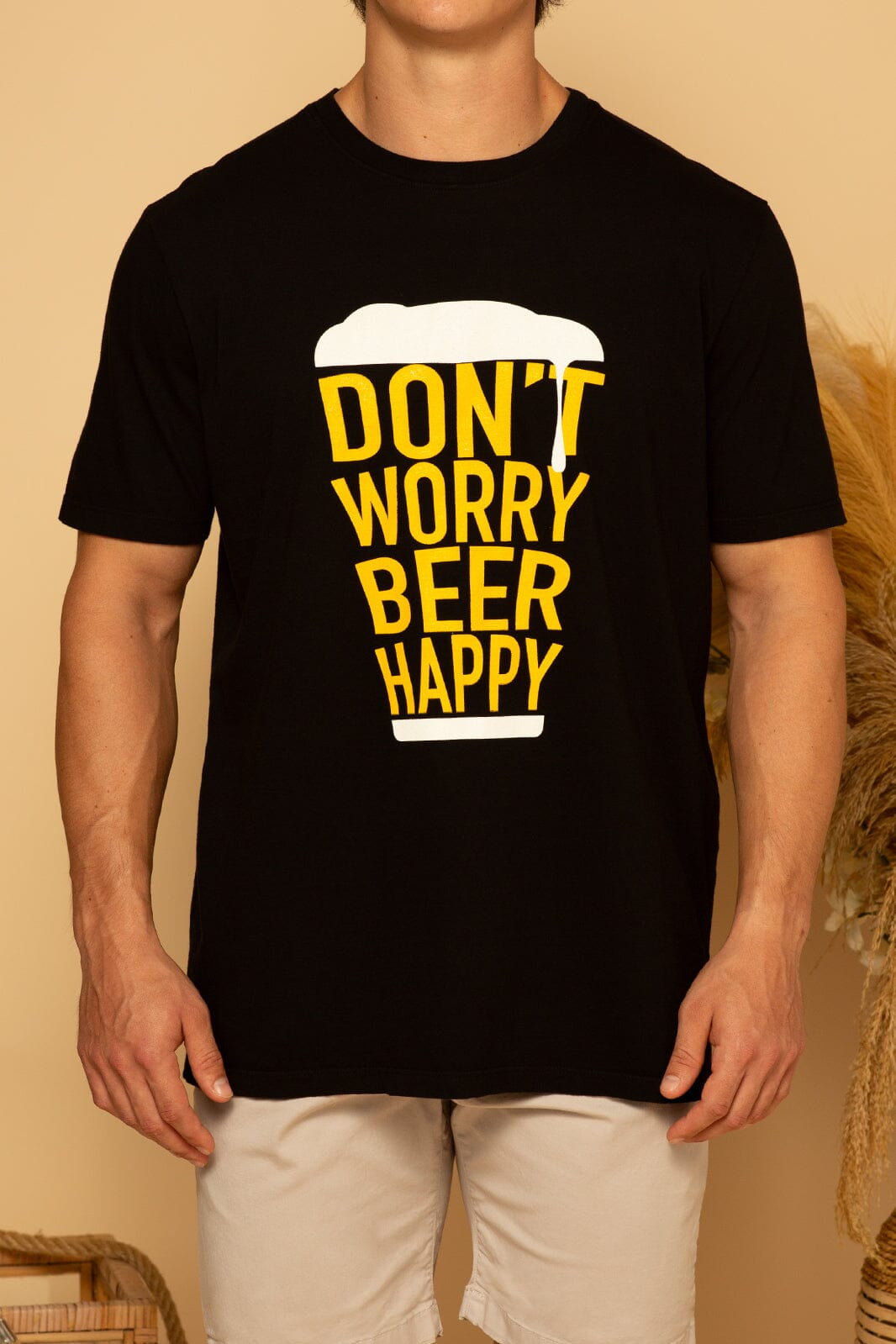 DON'T WORRY BEER HAPPY TEE - BLACK - S