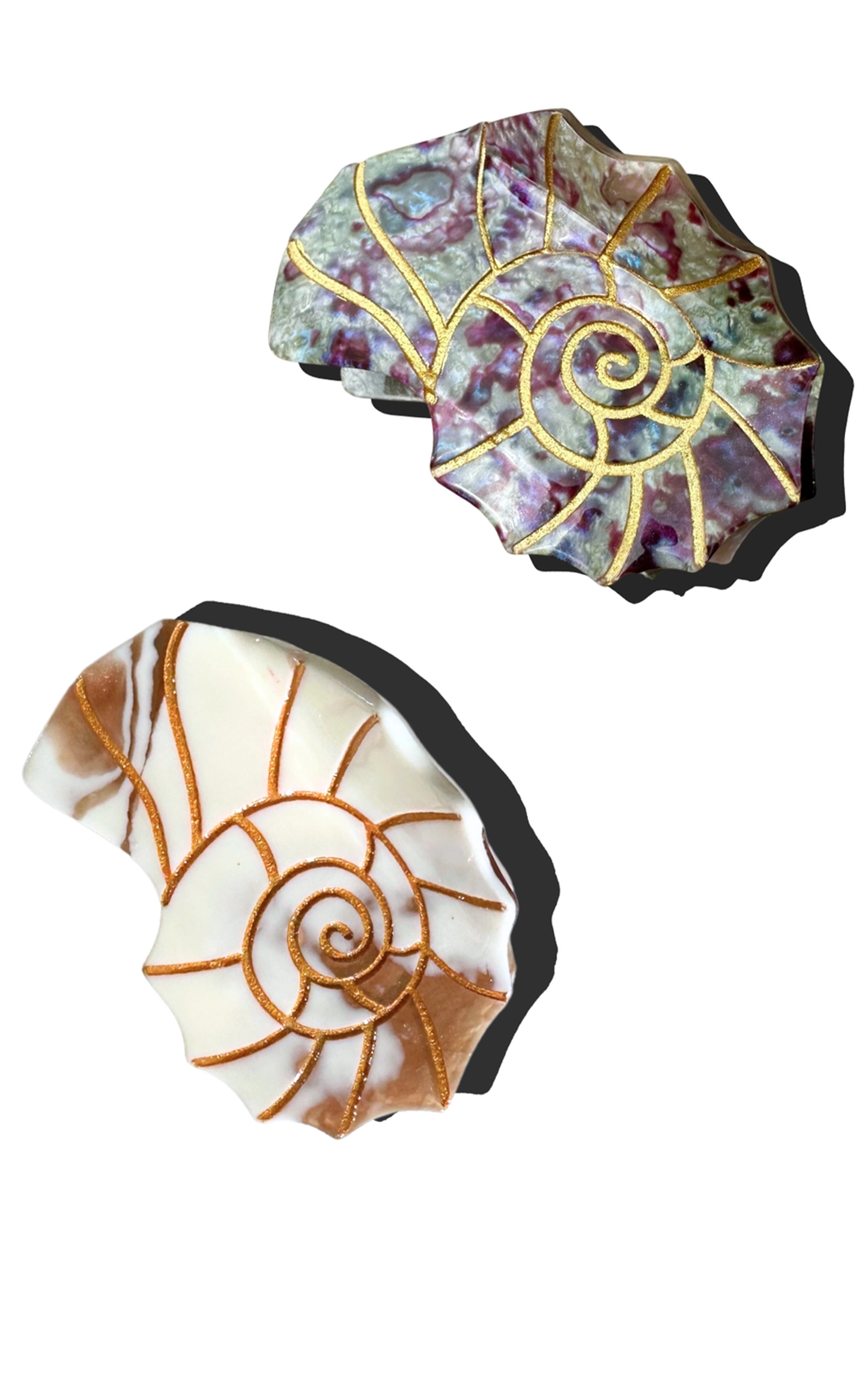 Hand-Painted Sundial Shell Claw Hair Clip Golden Sand