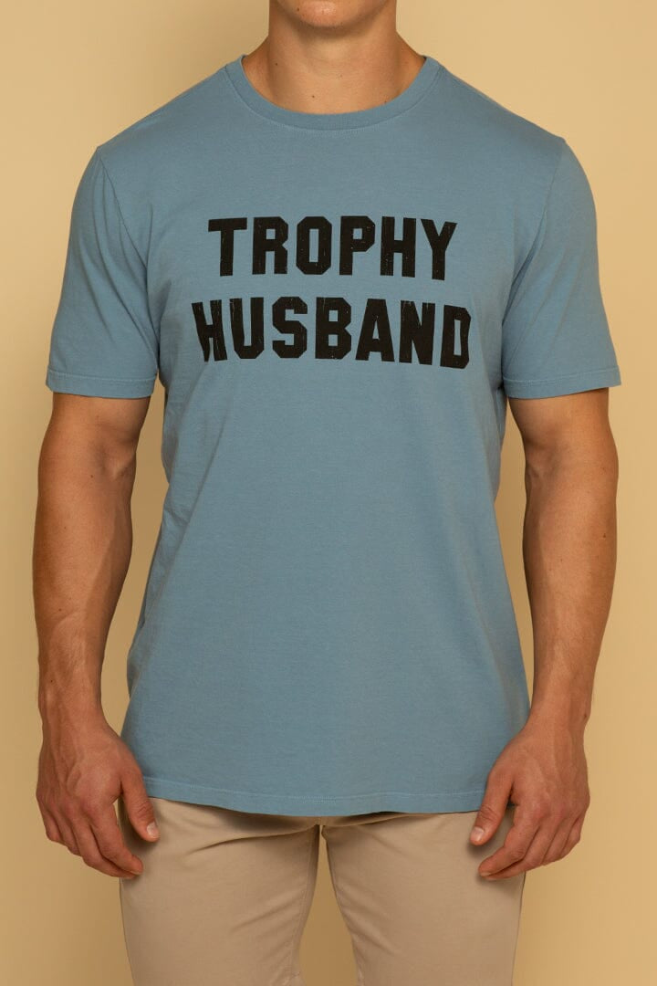 TROPHY HUSBAND TEE - BLUE - S
