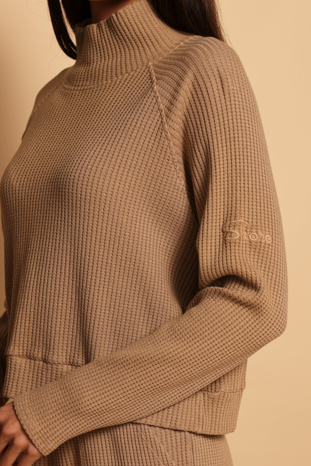 MOCK NECK PULLOVER - TAUPE - XS