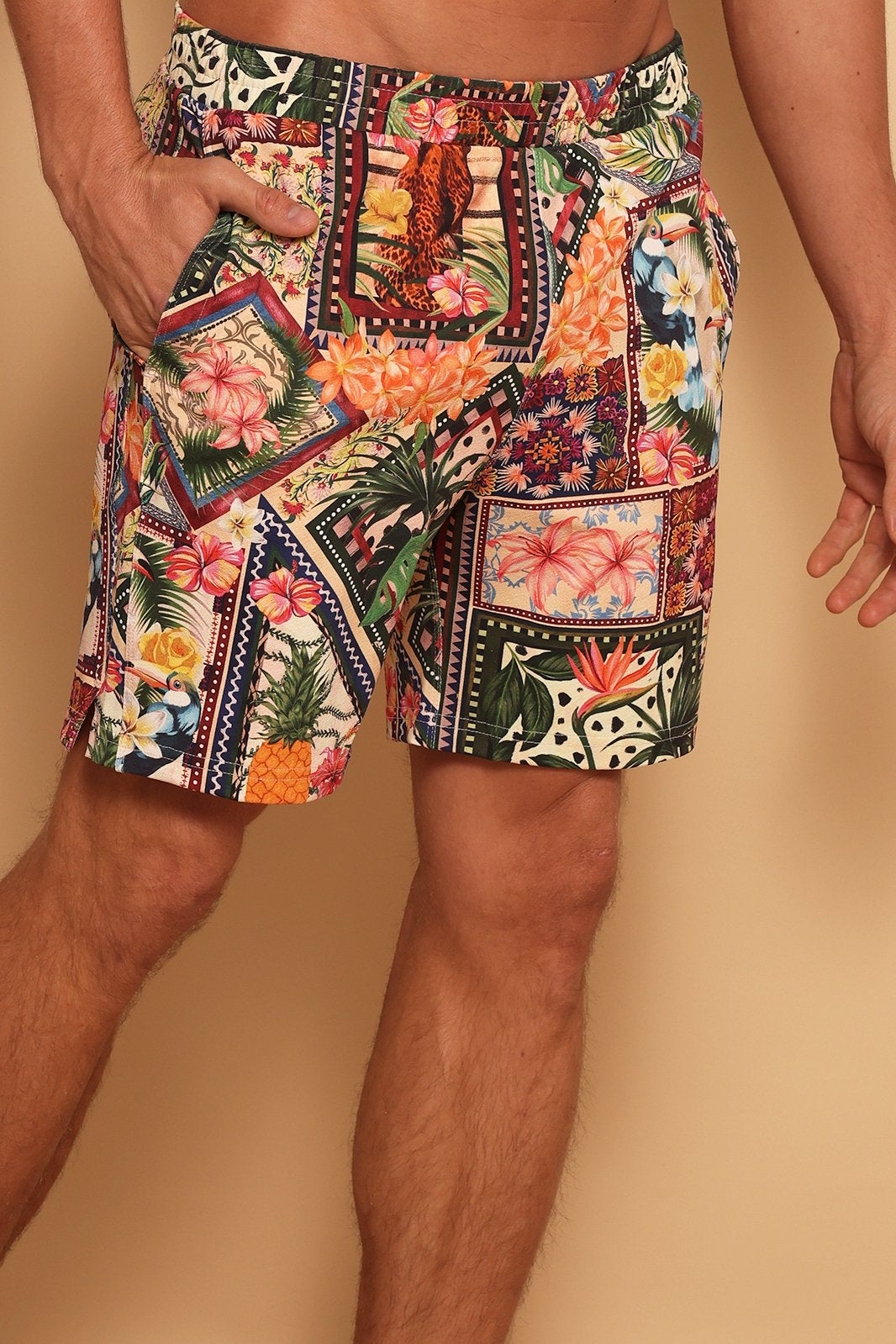 TIDEWATER LOUNGE BOARDSHORT - TROPICAL PATCHWORK - S
