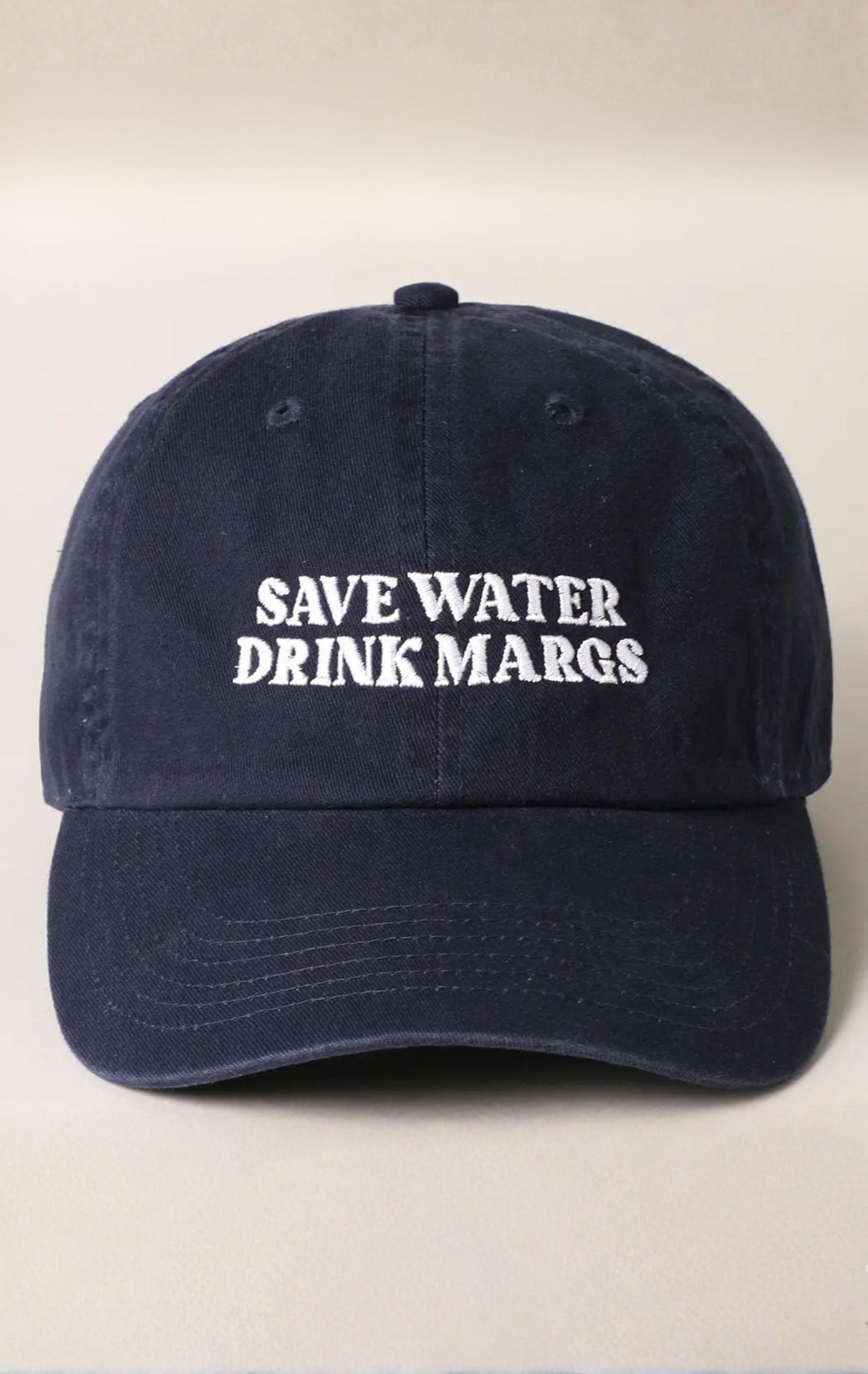 Save Water Drink Margs Embroidered Baseball Cap - Navy