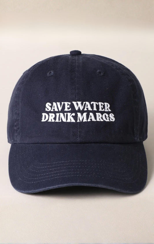 Save Water Drink Margs Embroidered Baseball Cap - Navy