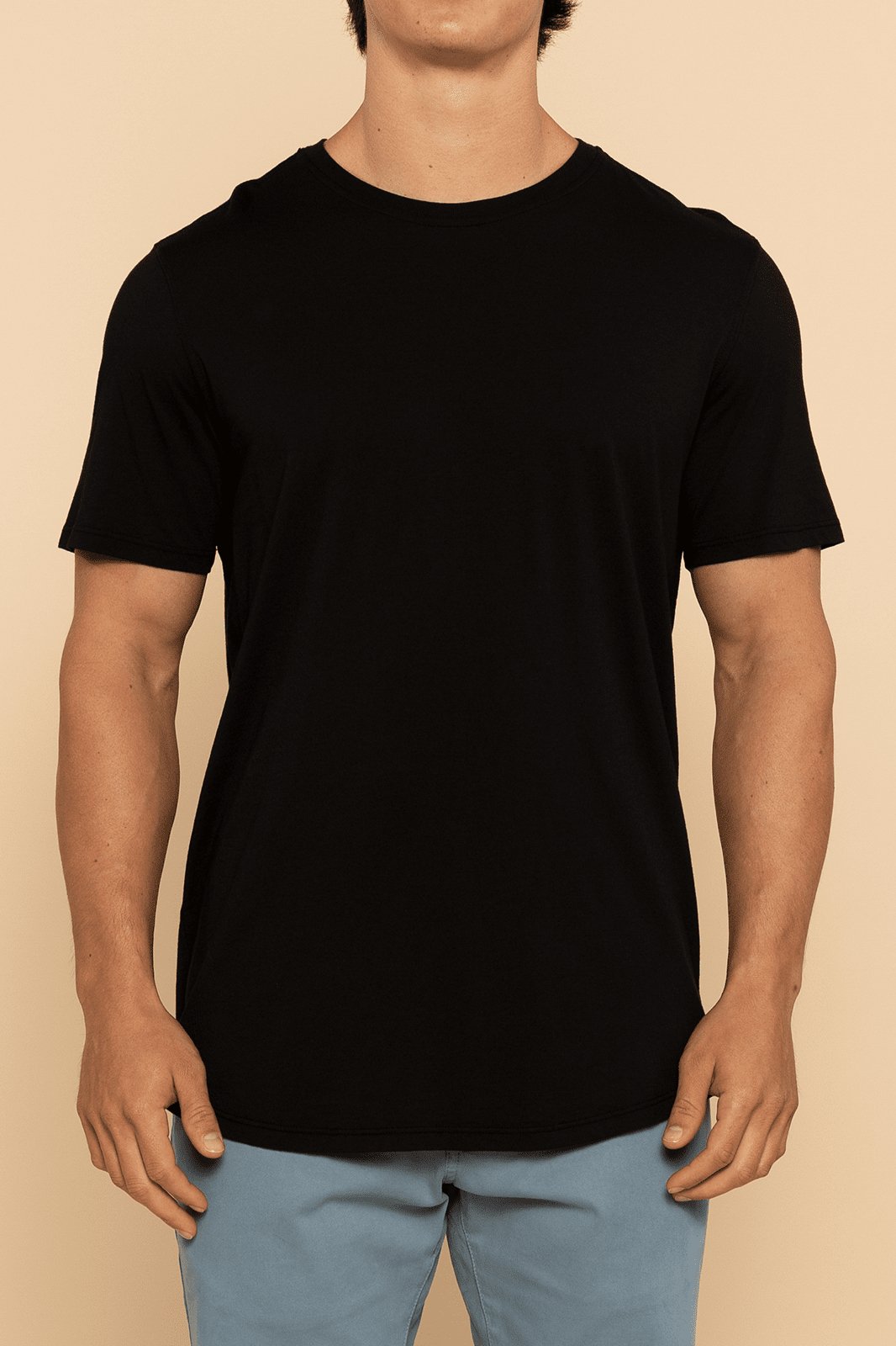 CURVED HEM TEE - BLACK - S