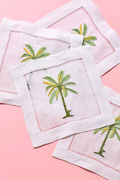 Palm Embroidered Cocktail Napkins | Best Seller!