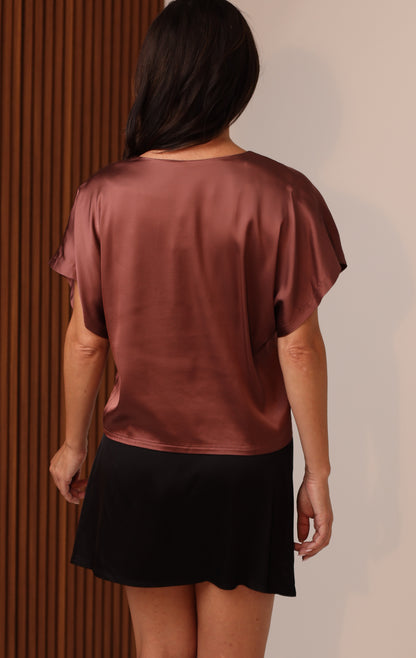 VIOLET V NECK TANK - BOURDEAUX