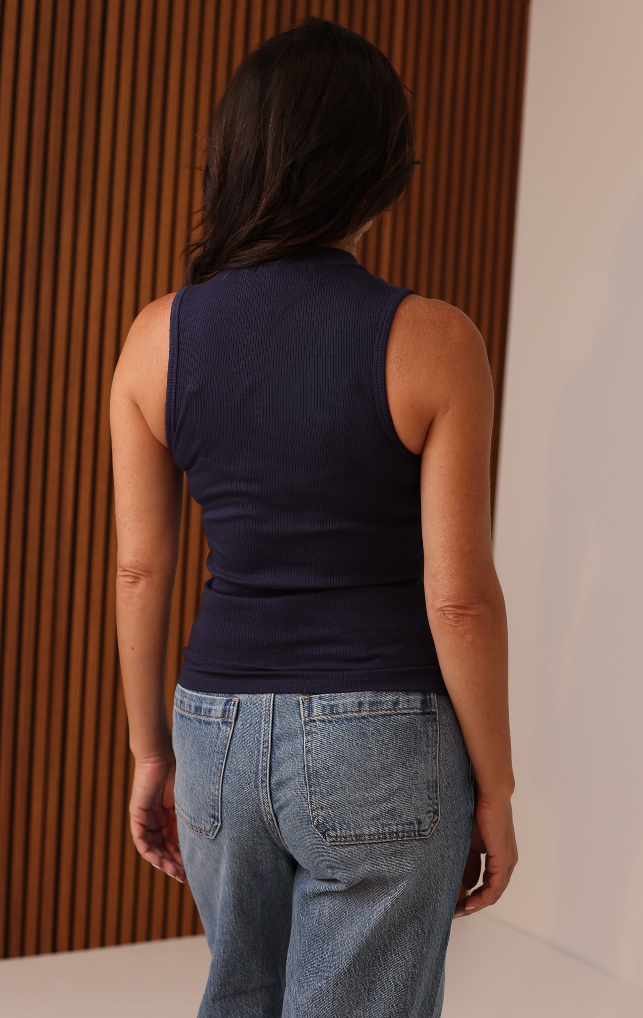 SARAH SLEEVELESS TANK - NAVY - XS