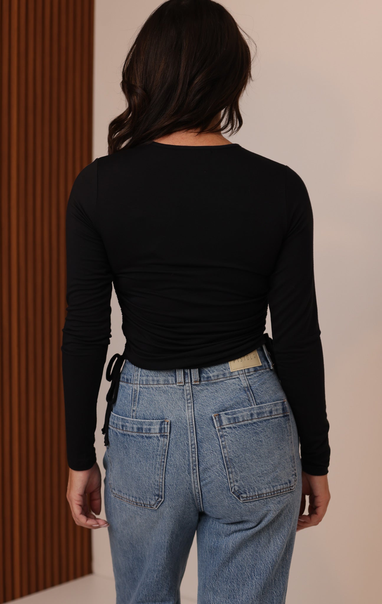 LORI LONG SLEEVE TUNNEL TOP - BLACK