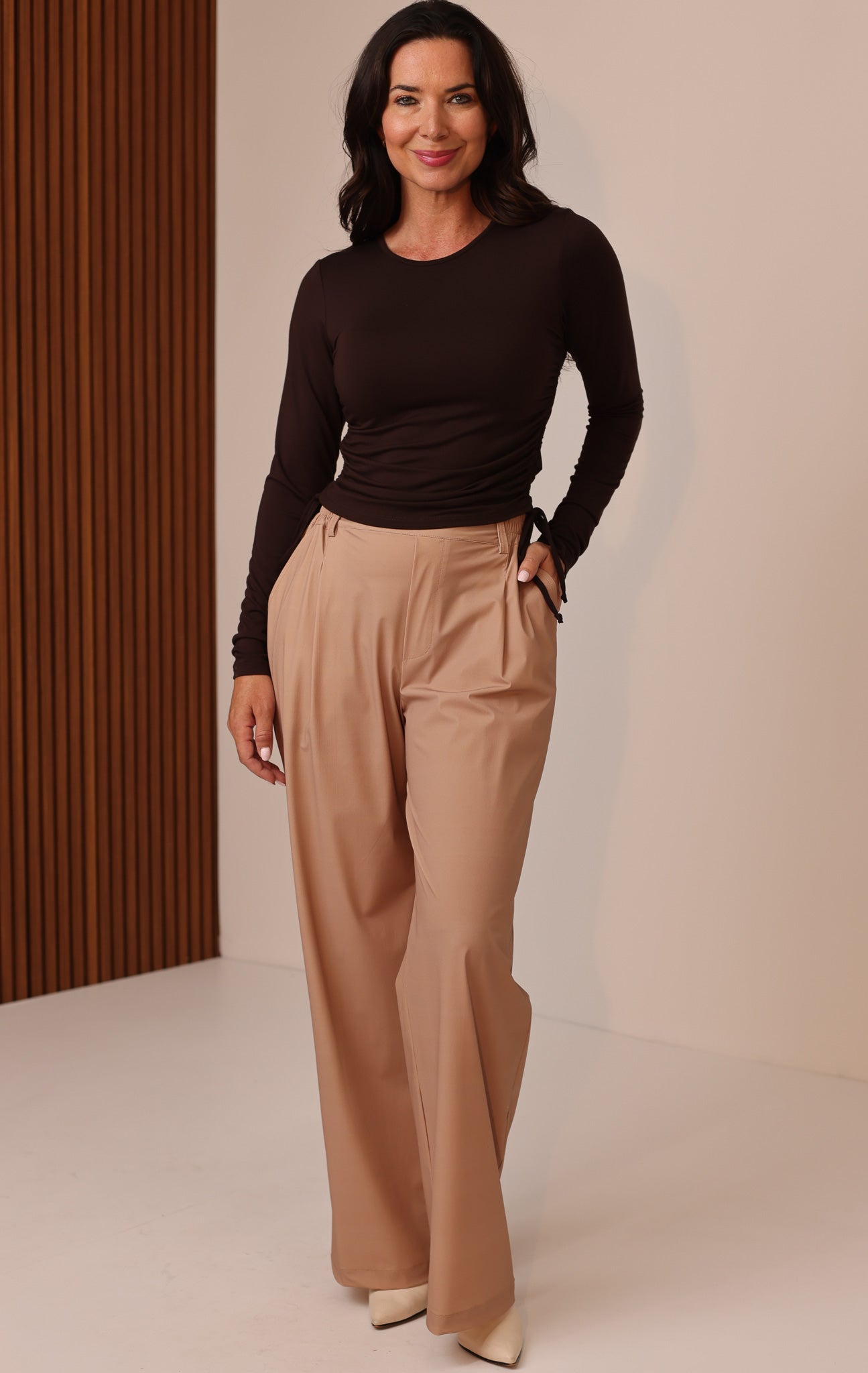 LORI LONG SLEEVE TUNNEL TOP - CHOCOLATE