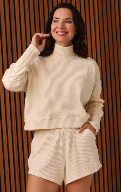 WEEKENDER WAFFLE KNIT PULLOVER