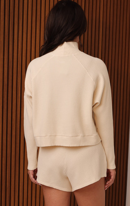 WEEKENDER WAFFLE KNIT PULLOVER