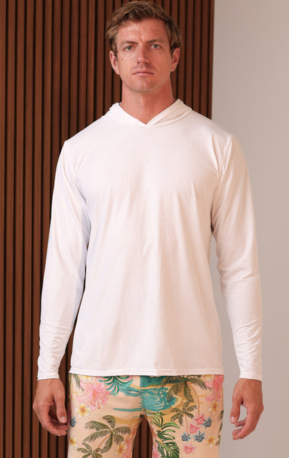 LONG SLEEVE RASHGUARD HOODIE - WHITE