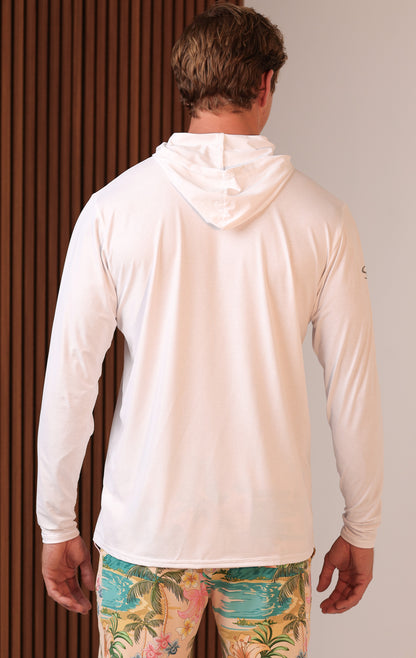 LONG SLEEVE RASHGUARD HOODIE - WHITE