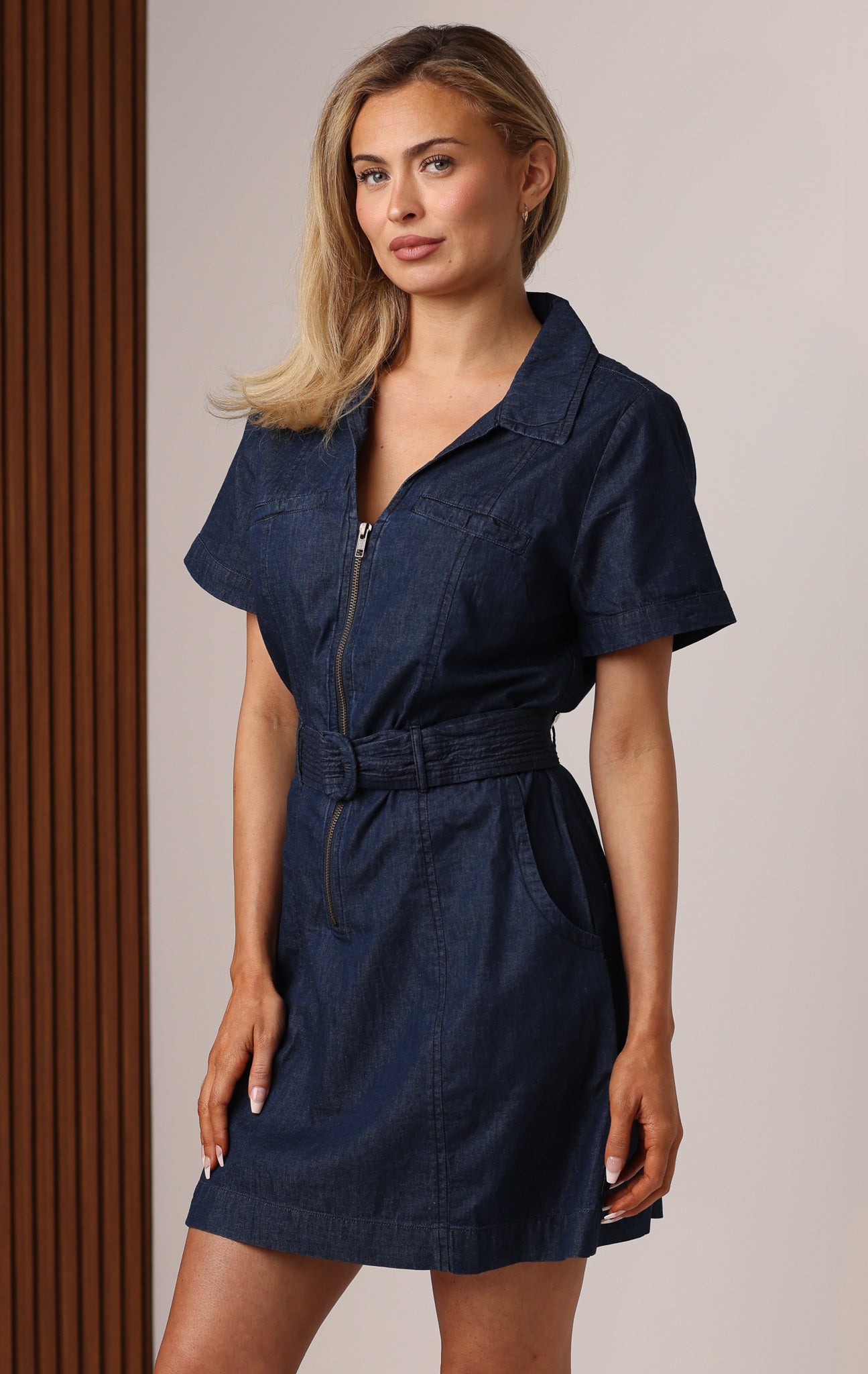 Women's Amber Dark Denim Mini Dress | Size: Small by Shore Women's Amber Dark Denim Mini Dress | Size: Small by Shore