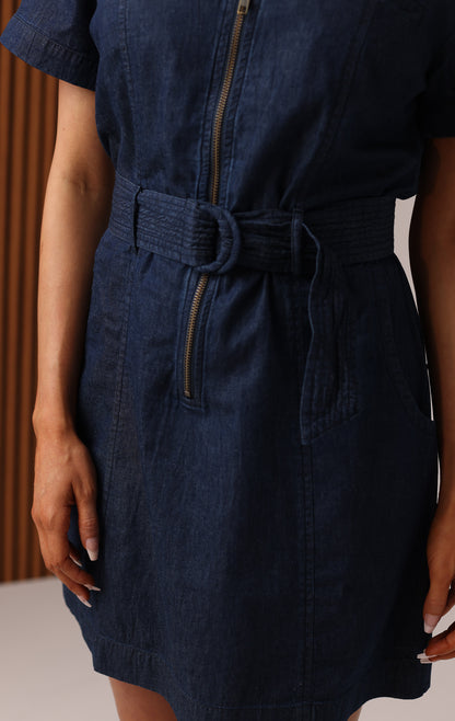 AMBER DARK DENIM MINI DRESS