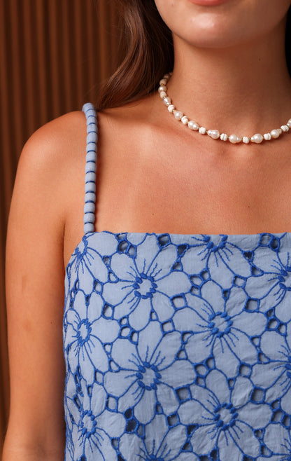 SCARLETT EYELET MINI DRESS