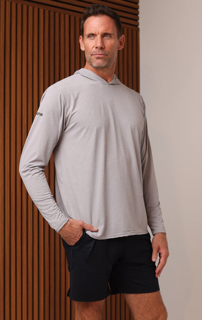 LONG SLEEVE RASHGUARD HOODIE - GREY HEATHER