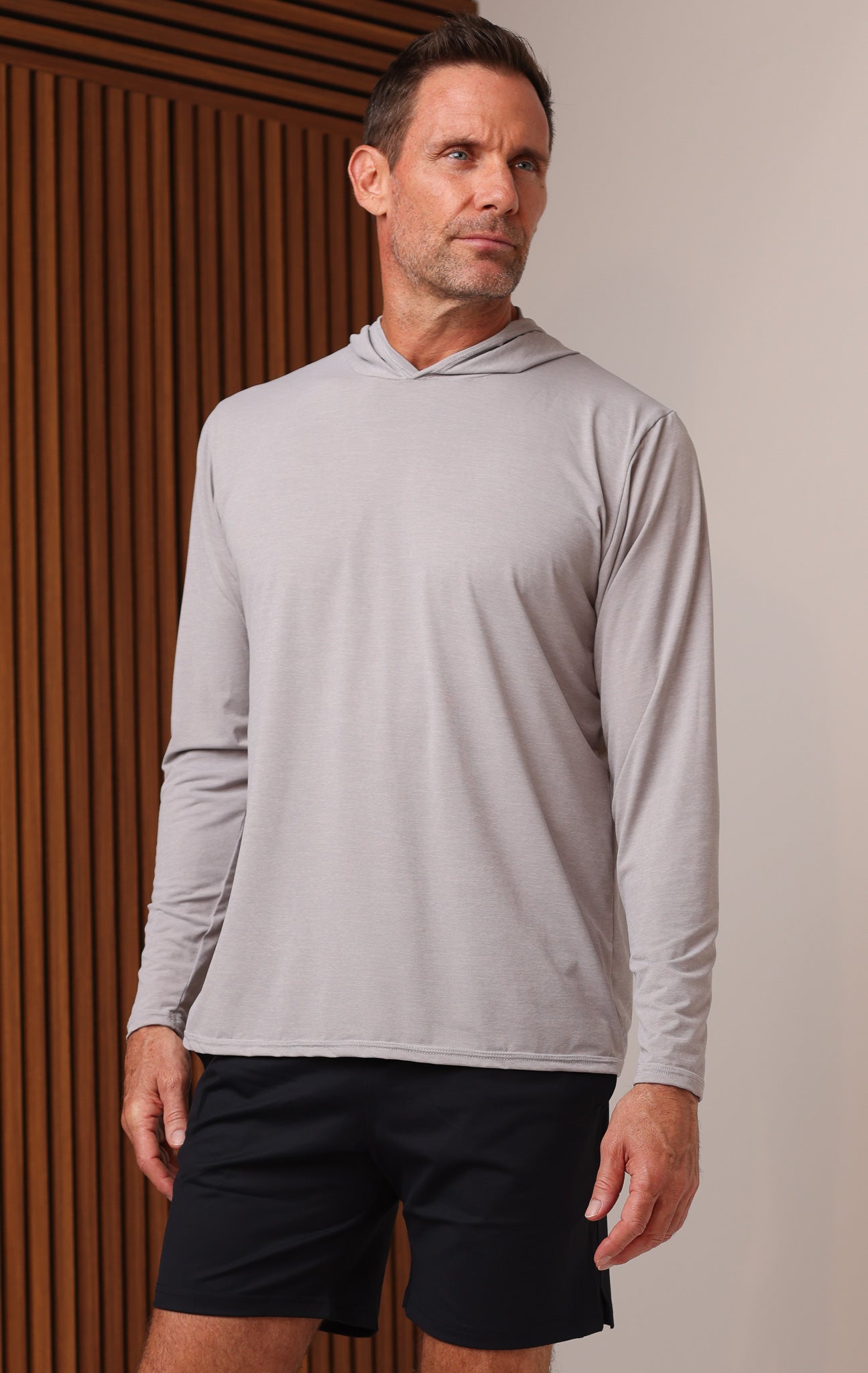 LONG SLEEVE RASHGUARD HOODIE - GREY HEATHER