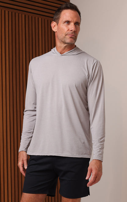 LONG SLEEVE RASHGUARD HOODIE - GREY HEATHER