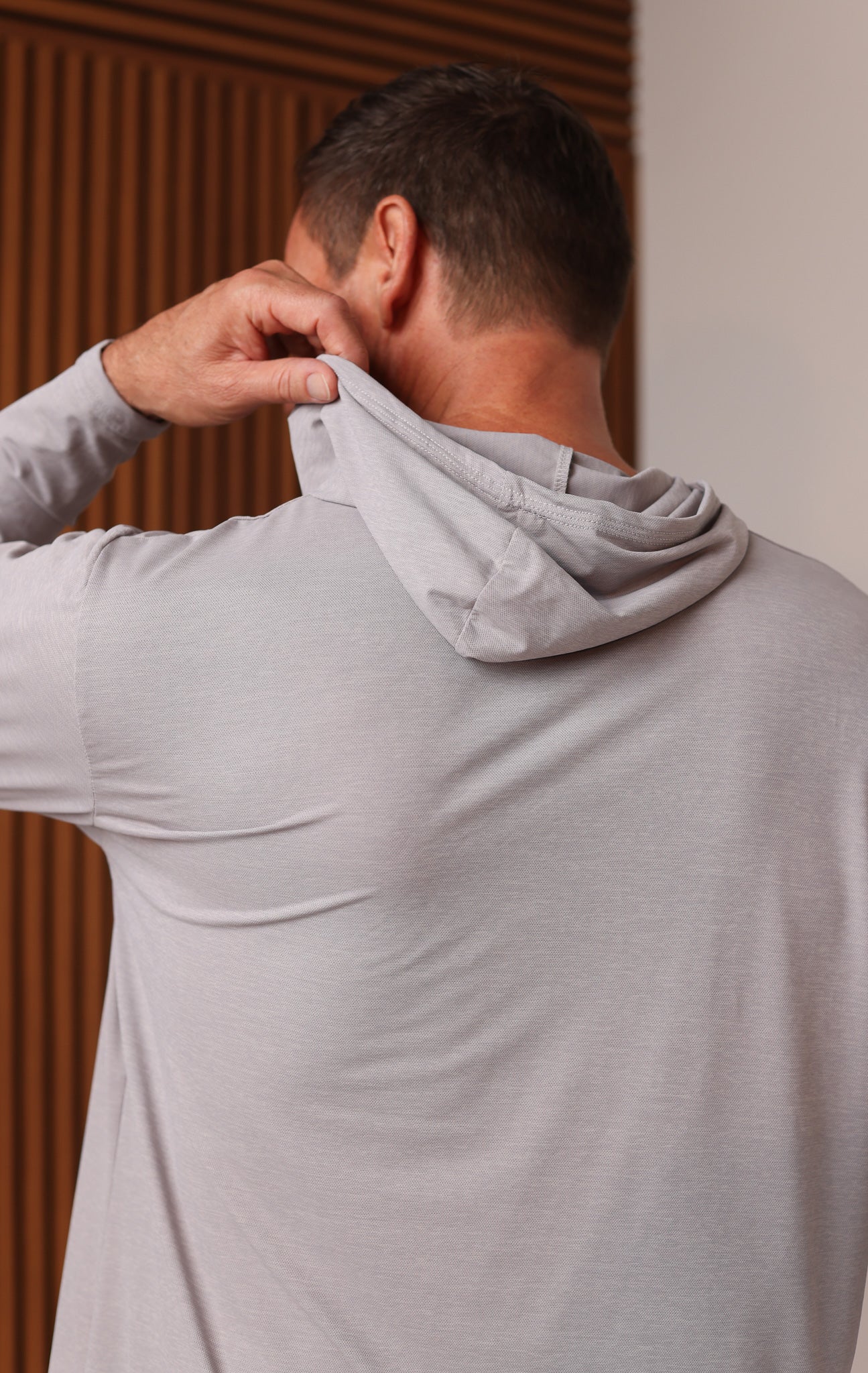 LONG SLEEVE RASHGUARD HOODIE - GREY HEATHER