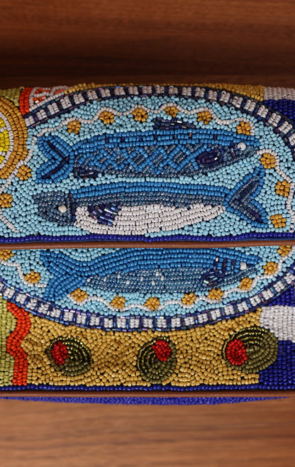 MEDITERRANEAN SARDINE HAND BEADED SHOULDER BAG