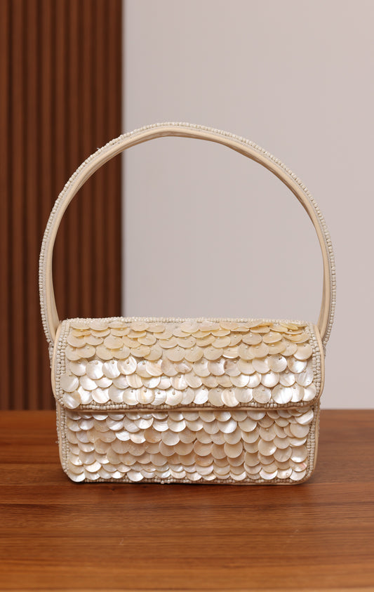 RAINBOW SHELL BEADED SHOULDER BAG