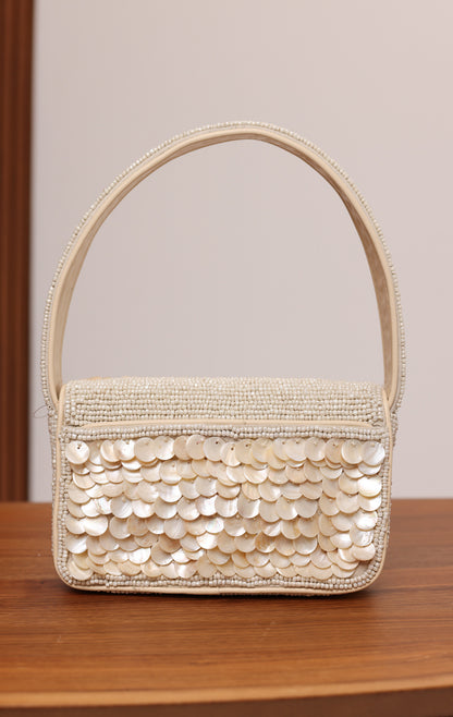 RAINBOW SHELL BEADED SHOULDER BAG