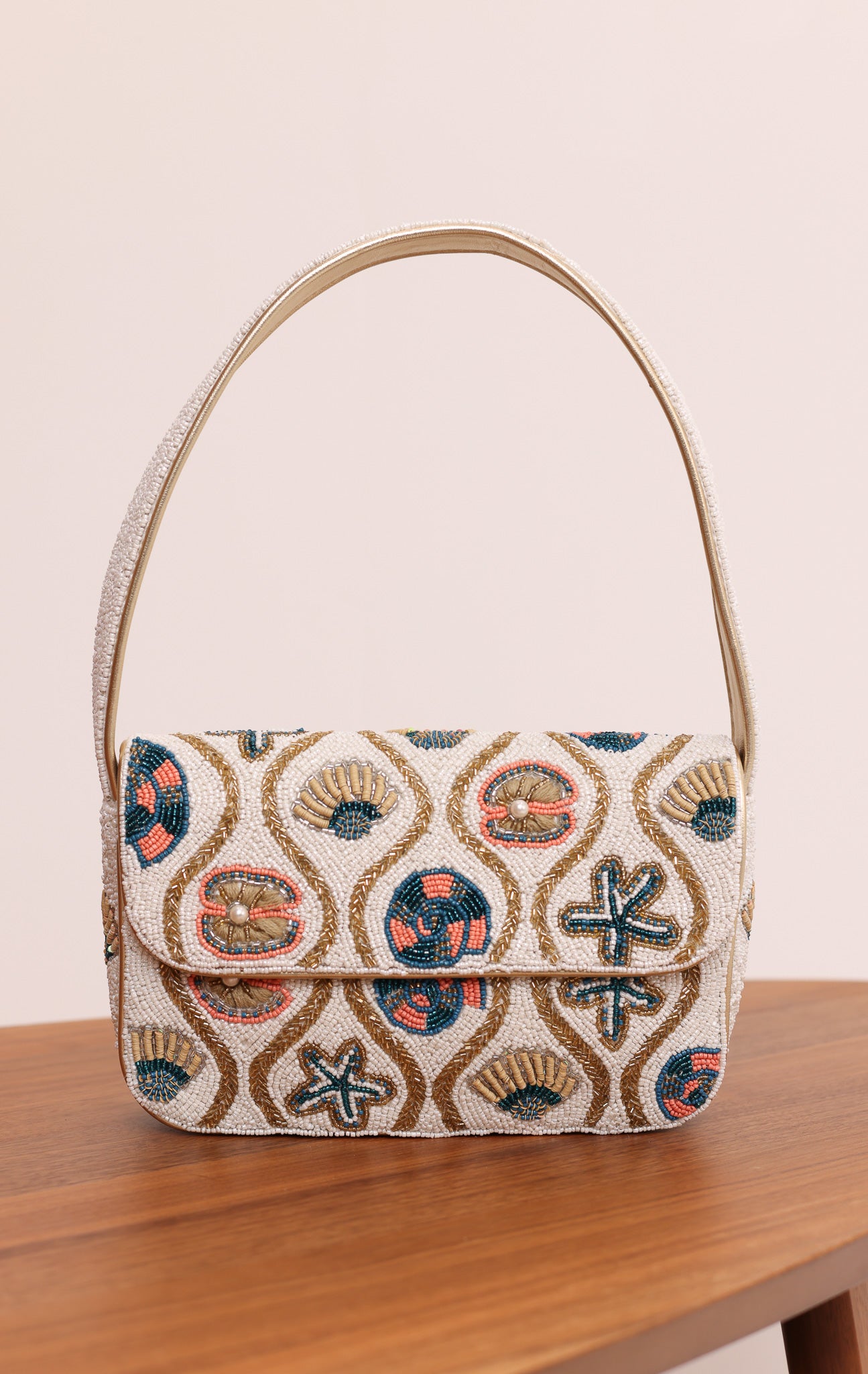 SUNLIT SHORE EMBELLISHED SHOULDER BAG