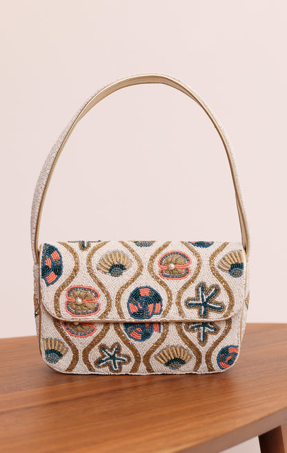 SUNLIT SHORE EMBELLISHED SHOULDER BAG