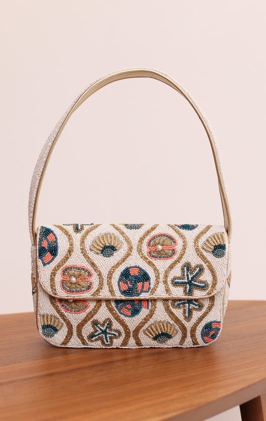 SUNLIT SHORE EMBELLISHED SHOULDER BAG