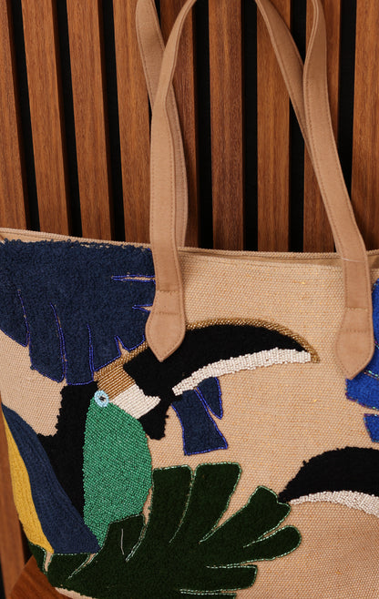 TOUCAN EMBELLISHED TOTE