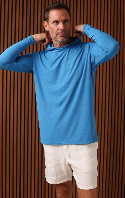 LONG SLEEVE RASHGUARD HOODIE - BLUE