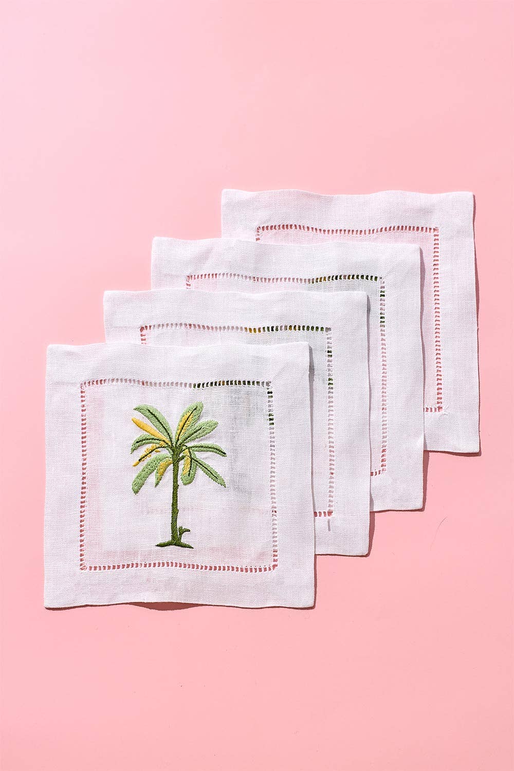 Palm Embroidered Cocktail Napkins | Best Seller!