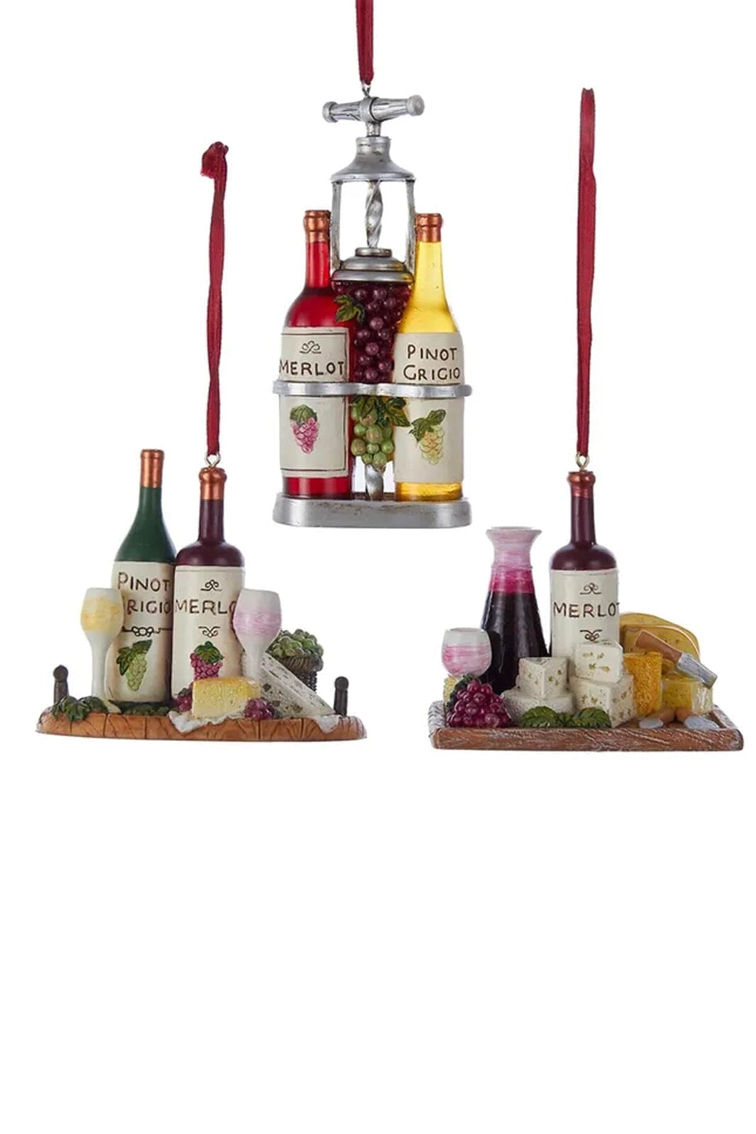 3" Wine & Cheese Tray Ornaments - -