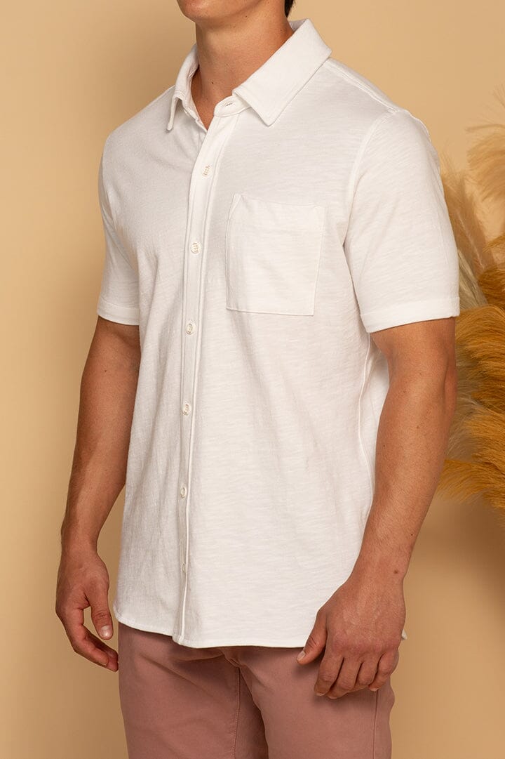 SHORT SLEEVE BUTTON DOWN SHIRT - WHITE - S