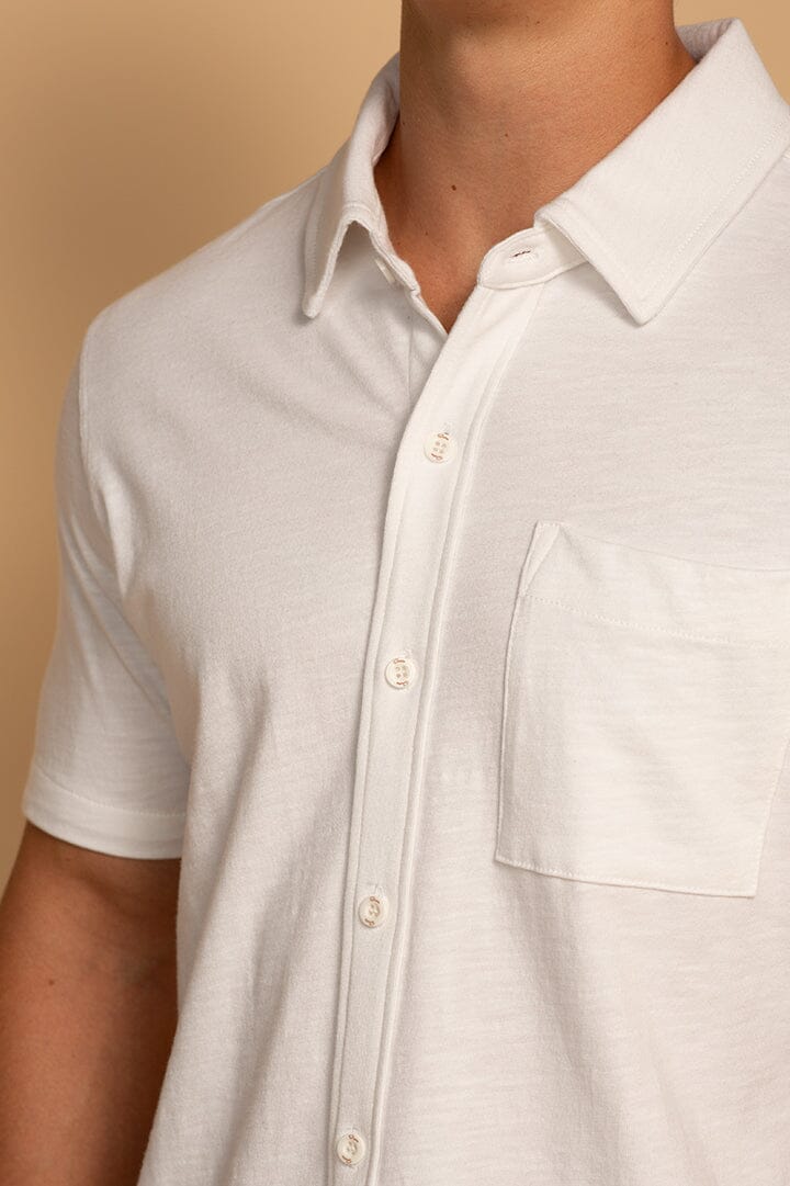 SHORT SLEEVE BUTTON DOWN SHIRT - WHITE - S