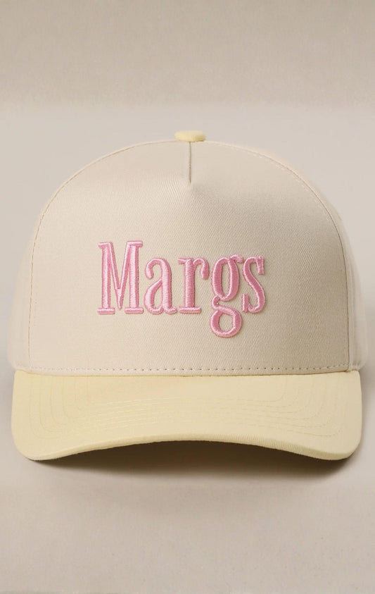 MARGS EMBROIDERED CANVAS TWO TONE TRUCKER HAT - BUTTER YELLOW