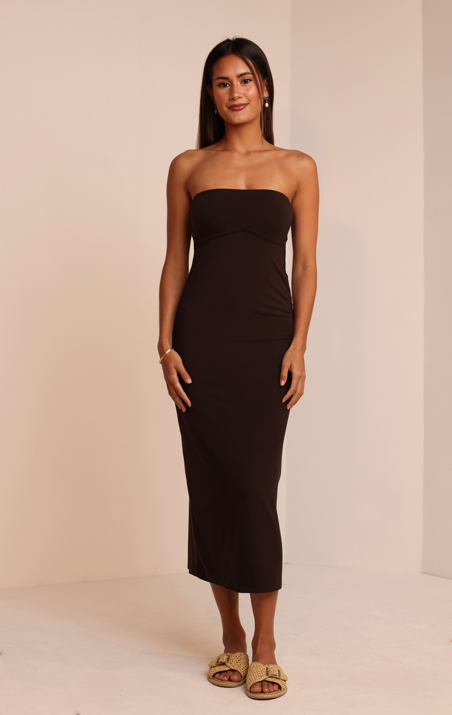 Women's Selena Strapless Tube Dress | Color: Chocolate