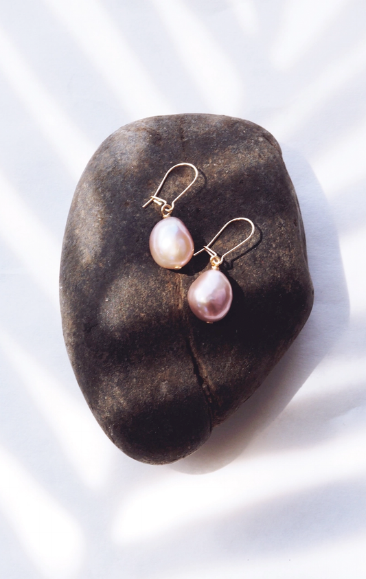 PINK FRESHWATER PEARL DROP EARRINGS - AKALA