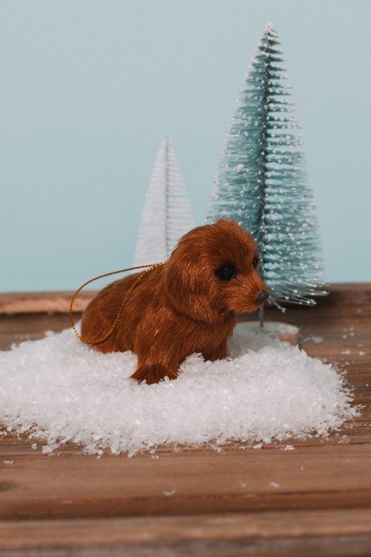 Furry Dog Ornament - -