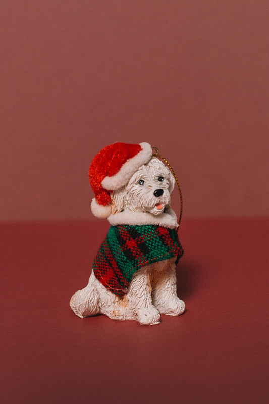 Santa's Puppy Ornament - -