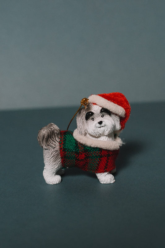 Santa's Puppy Ornament - -