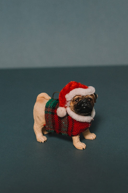 Santa's Puppy Ornament - -