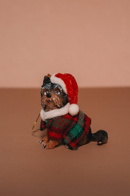 Santa's Puppy Ornament - -