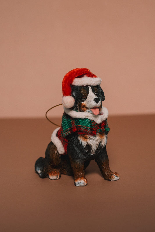 Santa's Puppy Ornament - -