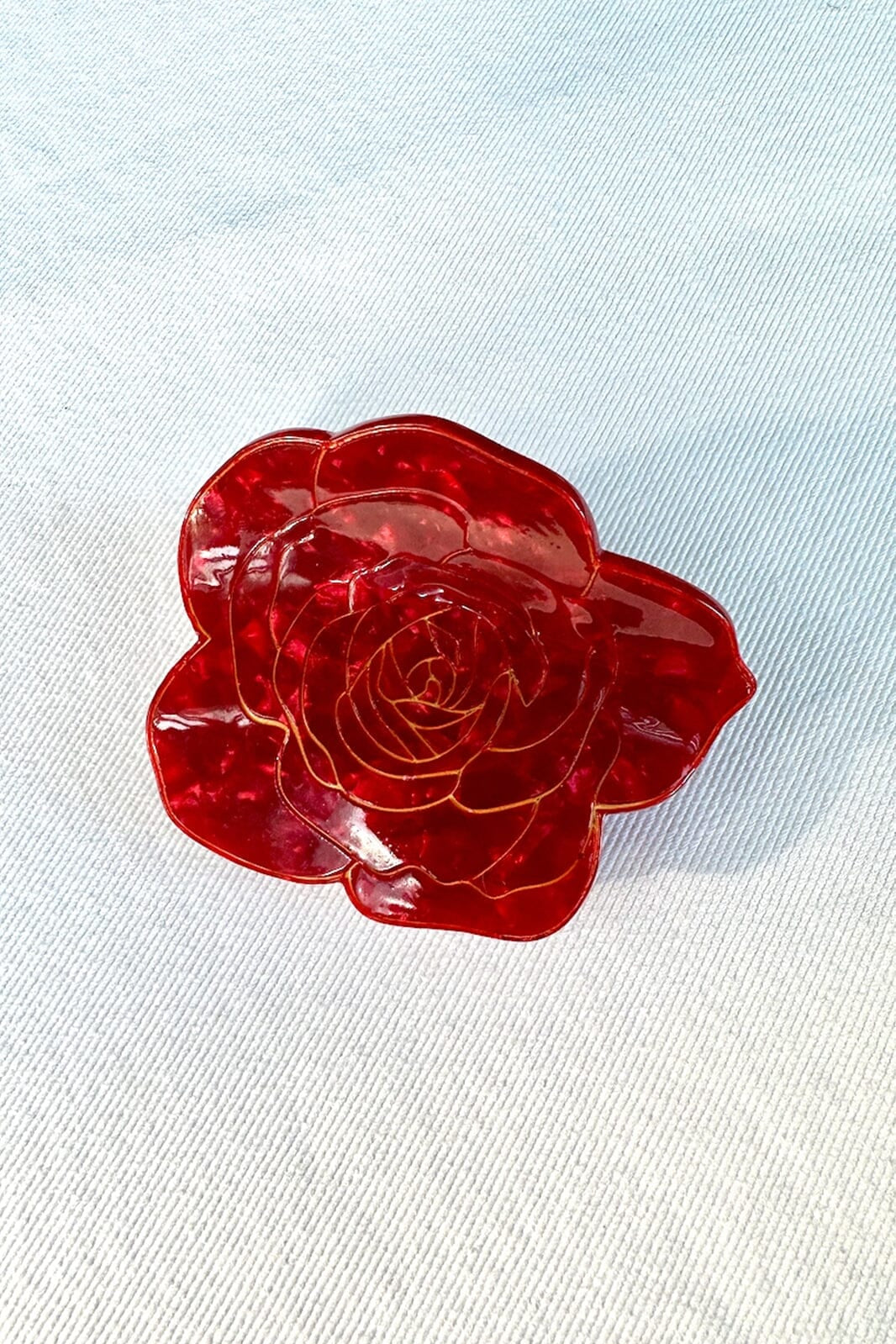 Hand-Painted Rose Flower Claw Hair Clip | June Birth Flower - -